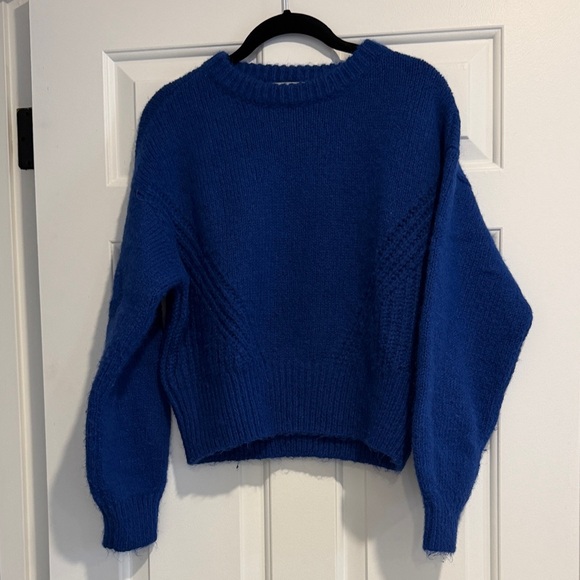 Madewell Sweaters - Madewell Royal Blue Cropped Crewneck Sweater